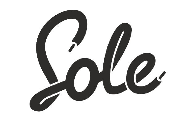 Black handwritten 'Sole' logo, streetwear and sneaker culture inspired graphic