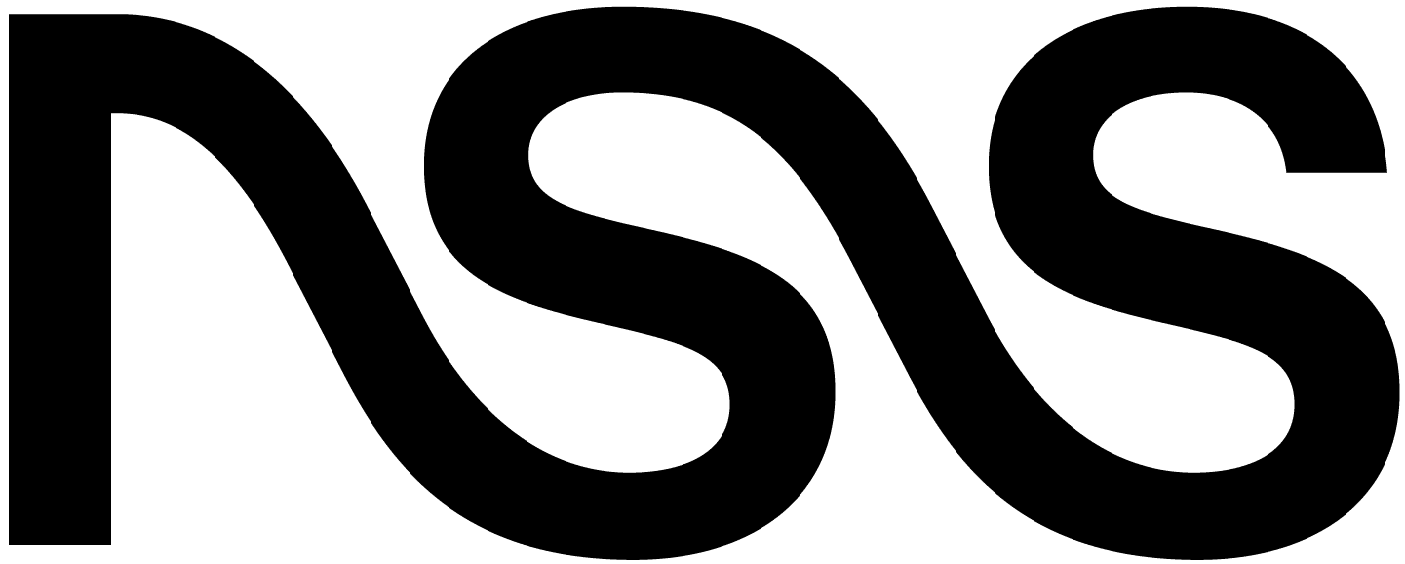 Bold black NSS logo with smooth, curved lines on transparent background