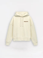 Beige hoodie with 'dropout' text on a white background