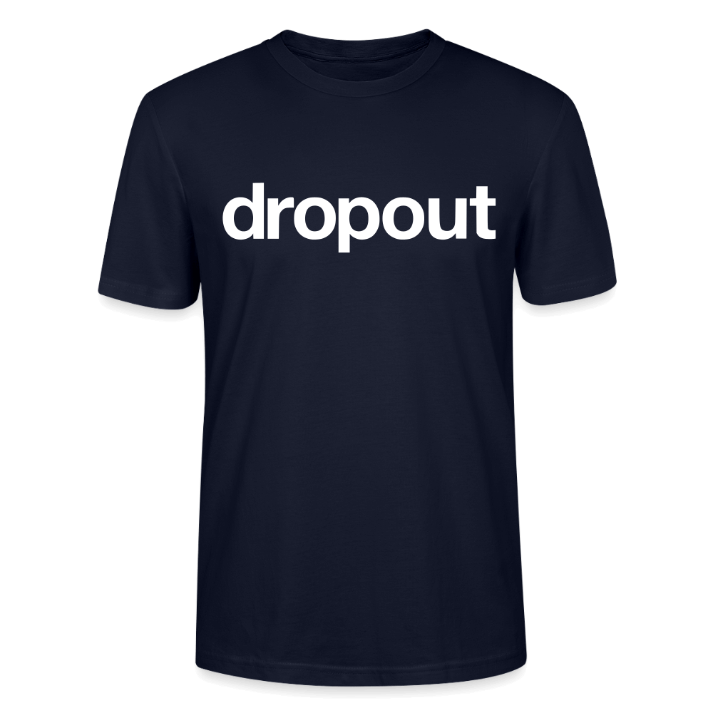 Classic Tee in navy with bold dropout logo, made from soft fabric for casual everyday wear.