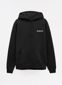 Black hoodie with 'dropout' logo on a white background