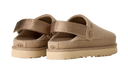 Pair of brown UGG sandals on a white background