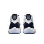Back view of the Jordan 11 Retro UNC Win Like 82 featuring navy and white colors with iconic Jumpman logo.