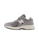 Grey suede and mesh sneaker with chunky white sole, side logo, lifestyle streetwear shoe