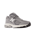 Gray suede and mesh streetwear sneaker with chunky sole and white side logo