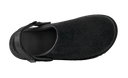 Black sandal with a strap on a white background