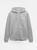 Gray hoodie with 'dropout' logo on a light gray background