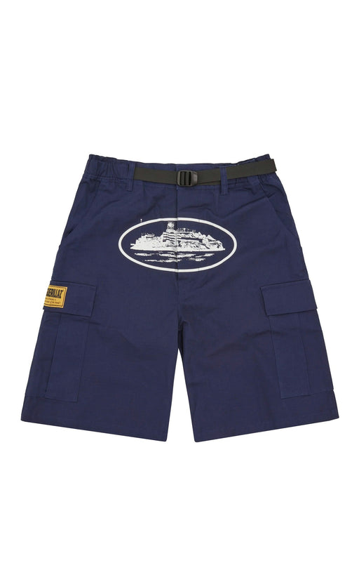 Corteiz Alcatraz Cargo Shorts Navy