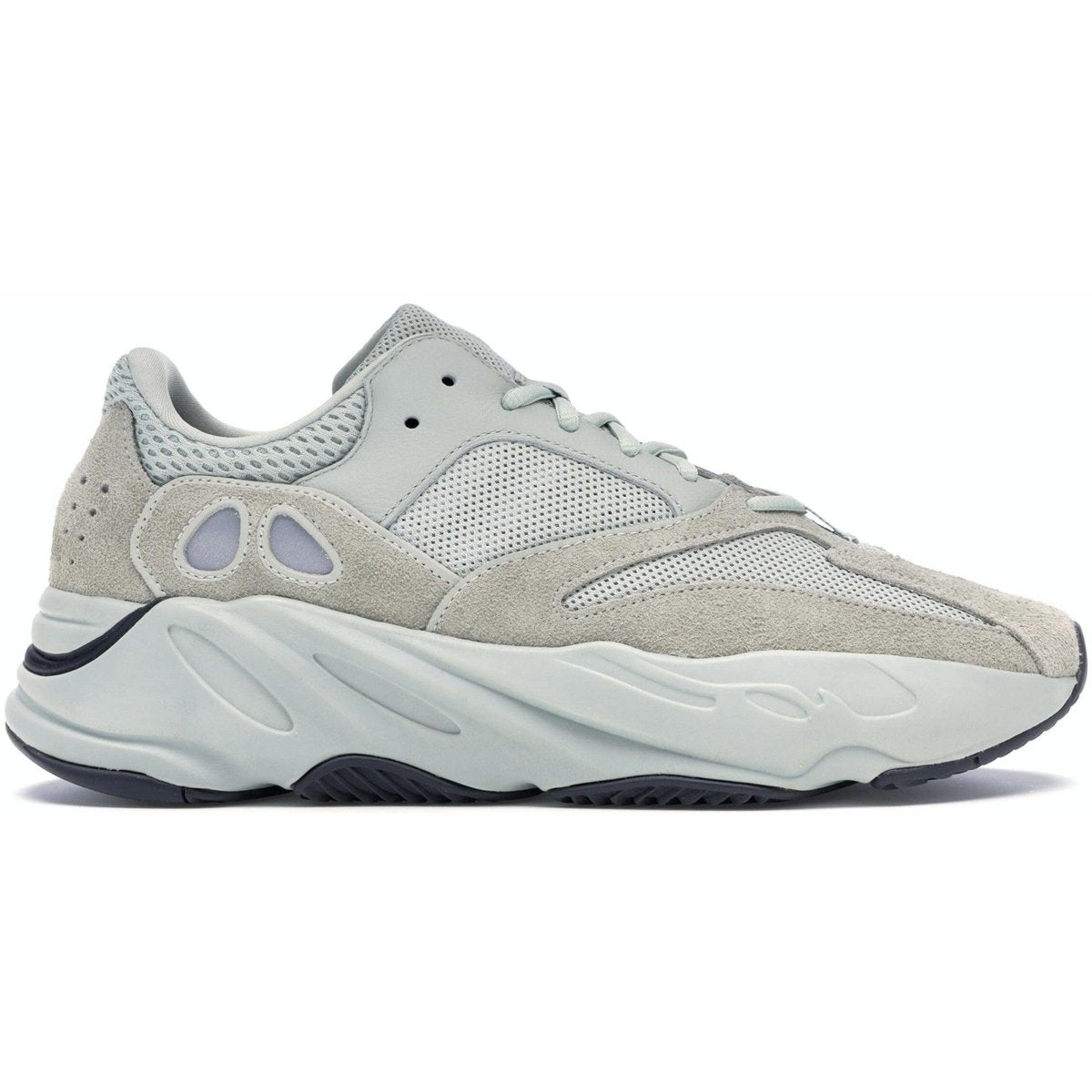 adidas Yeezy Boost 700 Salt sneakers in off-white leather and mesh with Boost midsole and durable rubber outsole.