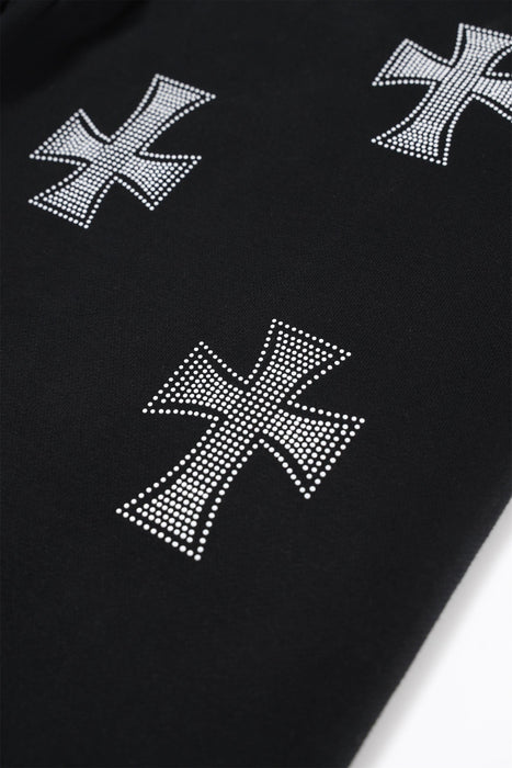 Black / White Rhinestone Joggers - dropout