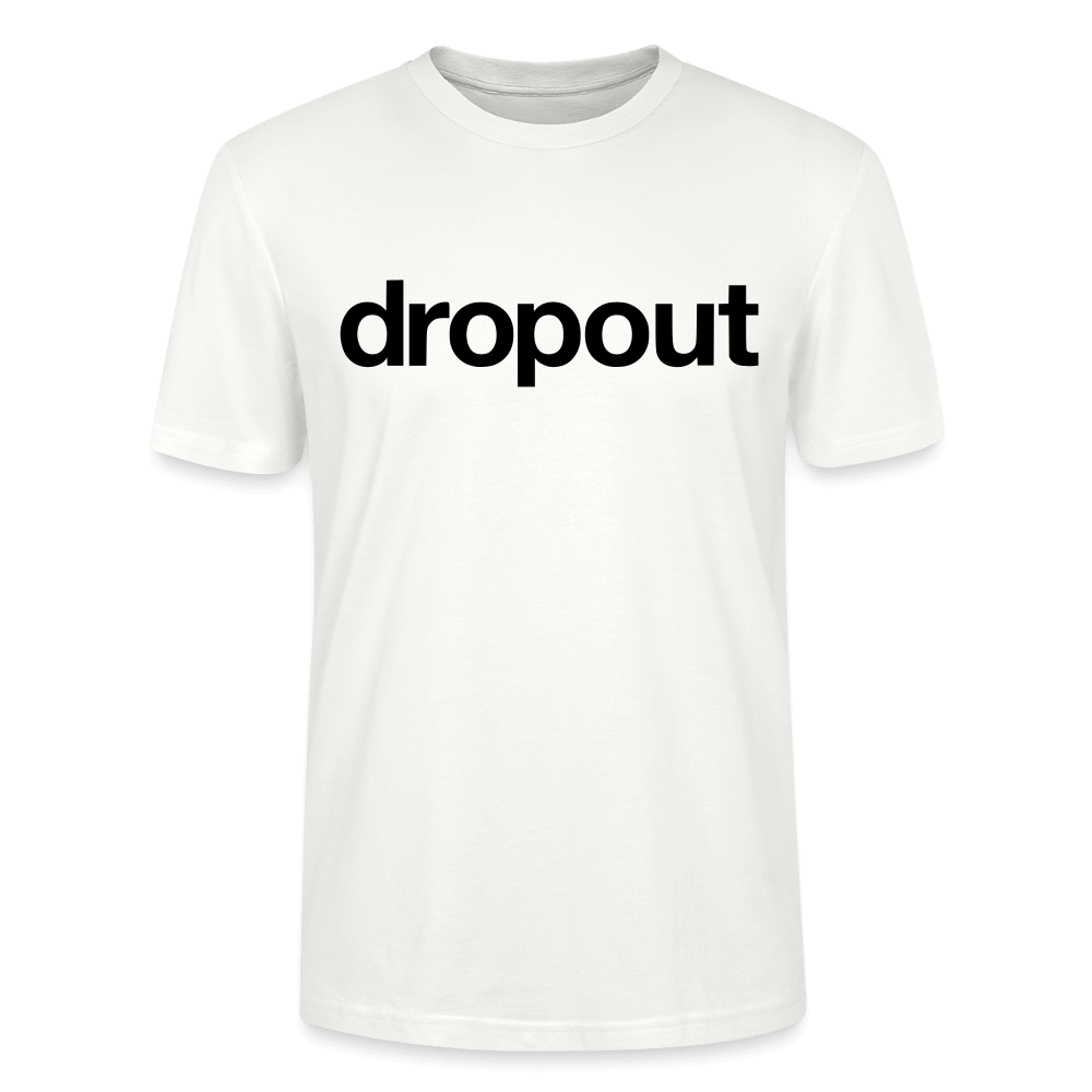 Classic Tee in white featuring bold dropout logo, made from premium soft fabric for everyday wear.