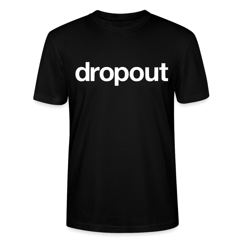 Classic black tee featuring bold 'dropout' logo made from premium soft fabric for everyday wear.