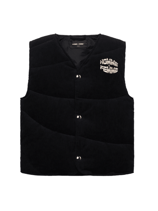 Corduroy Puffer Vest Black - dropout