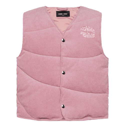 Corduroy Puffer Vest Pink - dropout