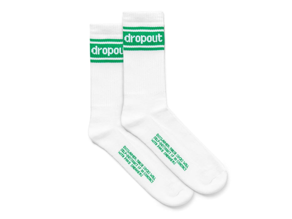 dropout Socks Stripe Logo White Green - dropout