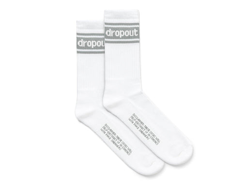 dropout Socks Stripe Logo White Grey - dropout