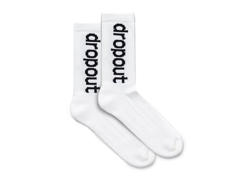dropout Vertical Logo Socks White - dropout