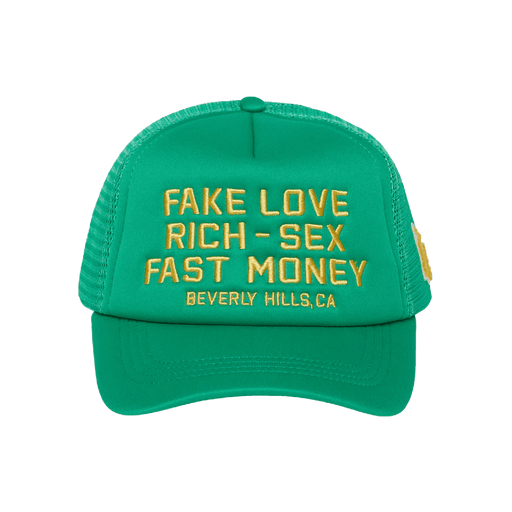Fake Love Trucker Hat Green - dropout