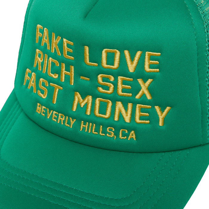 Fake Love Trucker Hat Green - dropout