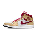 Jordan 1 Mid Light Curry Cardinal - dropout