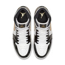 Jordan 1 Mid Patent Black White Gold - dropout