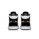 Jordan 1 Mid Patent Black White Gold - dropout
