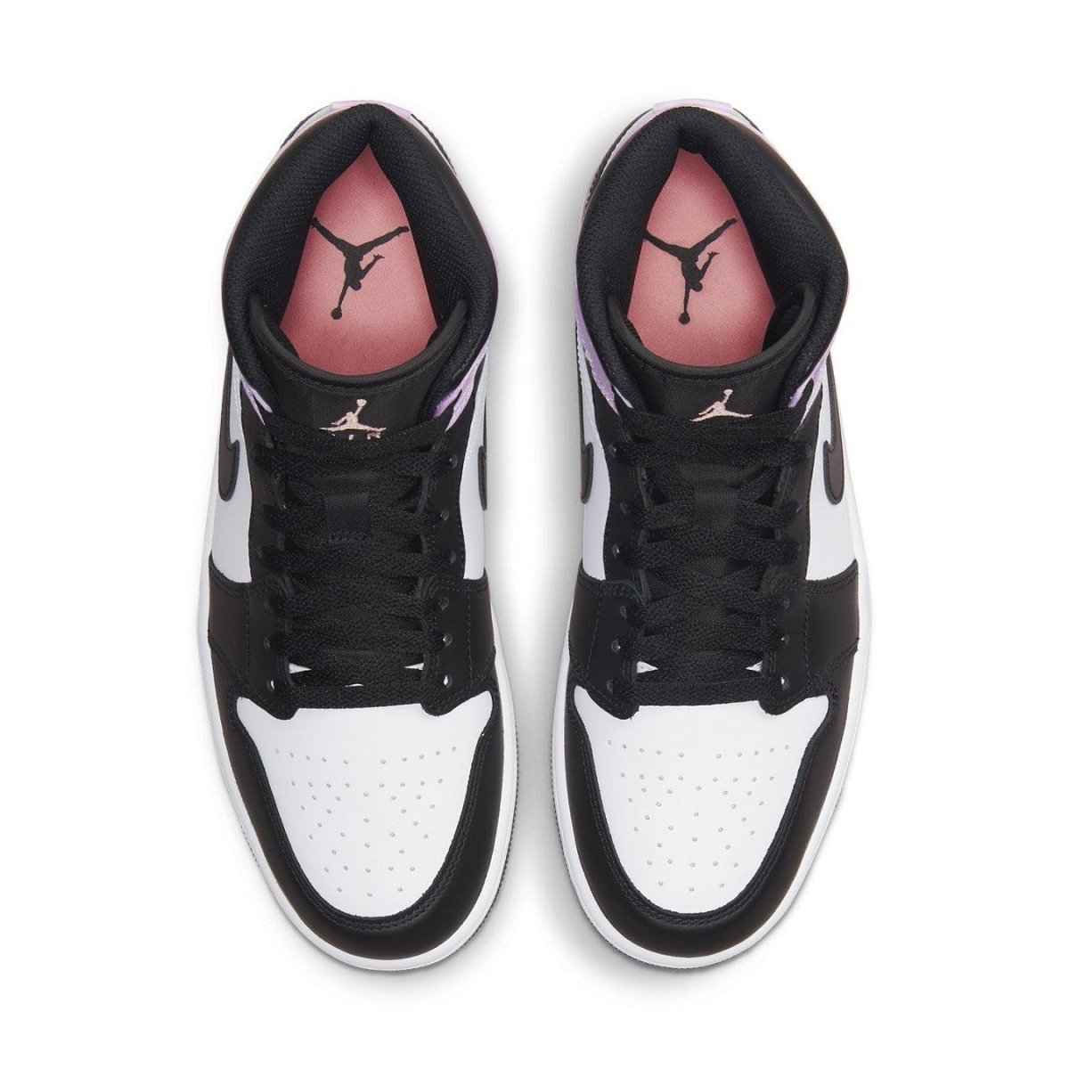 Air Jordan 1 Mid SE Zen Master top view showcasing premium leather and breathable design in black, white, and iridescent tones.