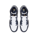 Jordan 1 Mid White Metallic Gold Obsidian (GS) - dropout