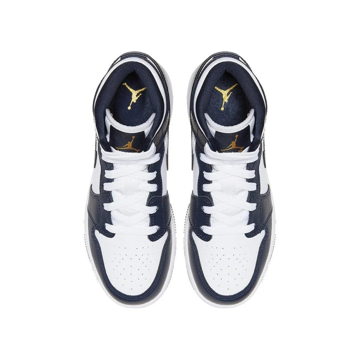 Jordan 1 Mid White Metallic Gold Obsidian (GS) - dropout