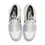 Nike Jordan 1 Retro AJKO in white, black, and grey fog with breathable canvas upper and signature Swoosh design.