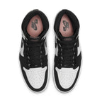 Top view of Air Jordan 1 Retro High OG Stage Haze sneaker featuring black, white, and gray design elements.