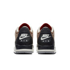 Rear view of Jordan 3 Retro JTH Bio Beige with Nike Air logo, featuring black elephant print and beige suede.