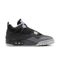 Air Jordan 4 Retro 'Fear' 2024 in black and gray nubuck with white accents and speckled midsole.