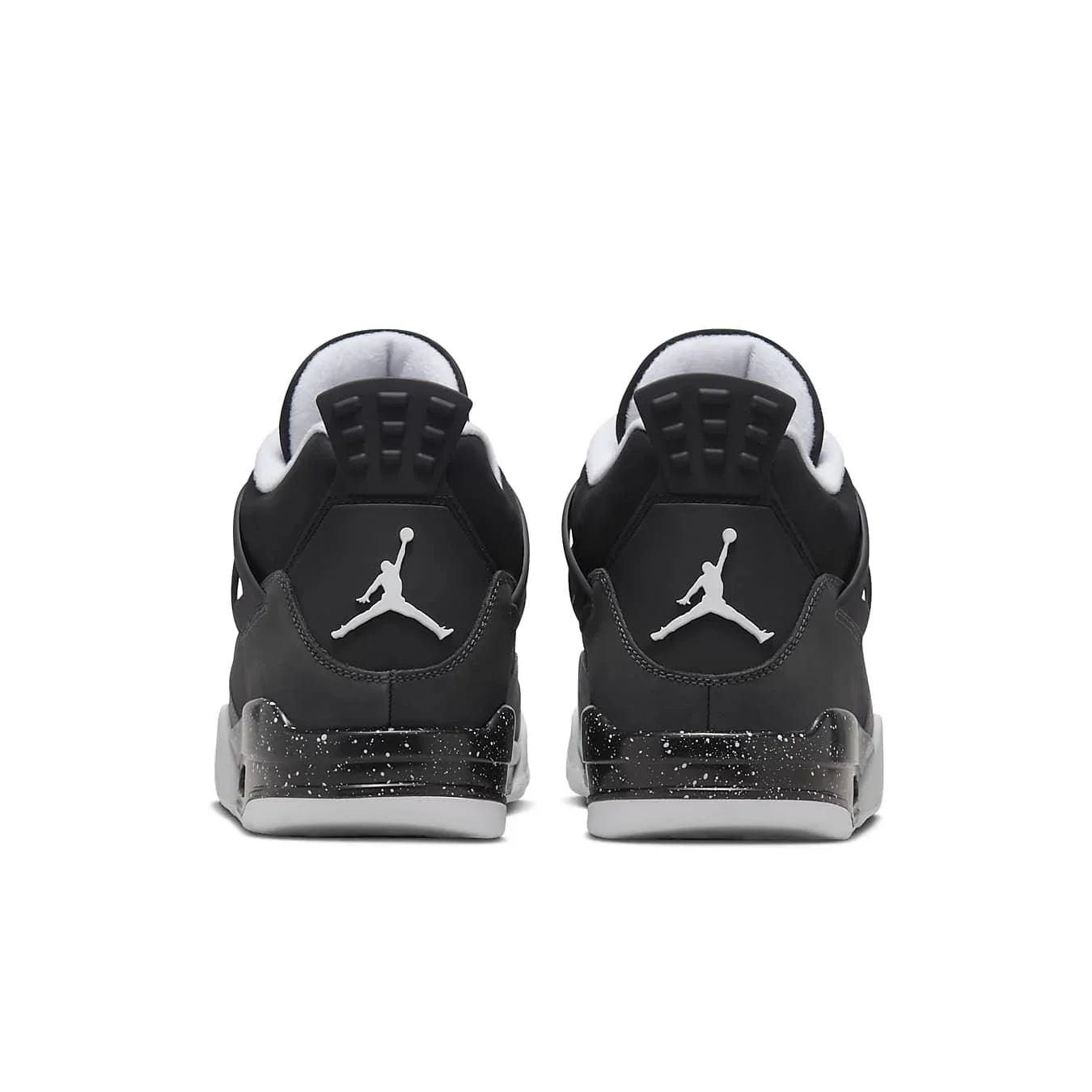 Rear view of the 2024 Air Jordan 4 Retro 'Fear' showcasing black nubuck and iconic Jumpman logo.
