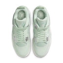 Jordan 4 Retro Seafoam Sail women's sneakers top view in soft green color.