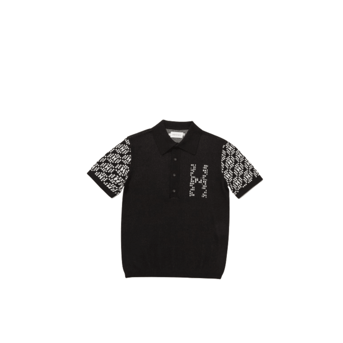 Knit H Pattern Polo Black - dropout