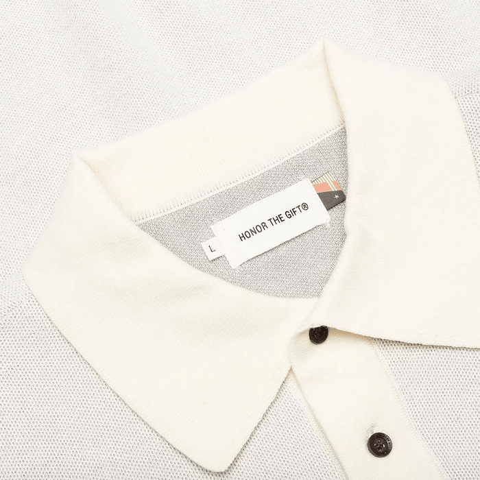 Knit H Pattern Polo Bone - dropout