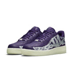 Nike Air Force 1 Low '07 QS Purple Skeleton Halloween sneaker with purple leather and skeleton design.