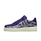 Nike Air Force 1 Low '07 QS Purple Skeleton Halloween sneaker with purple upper and skeleton design.