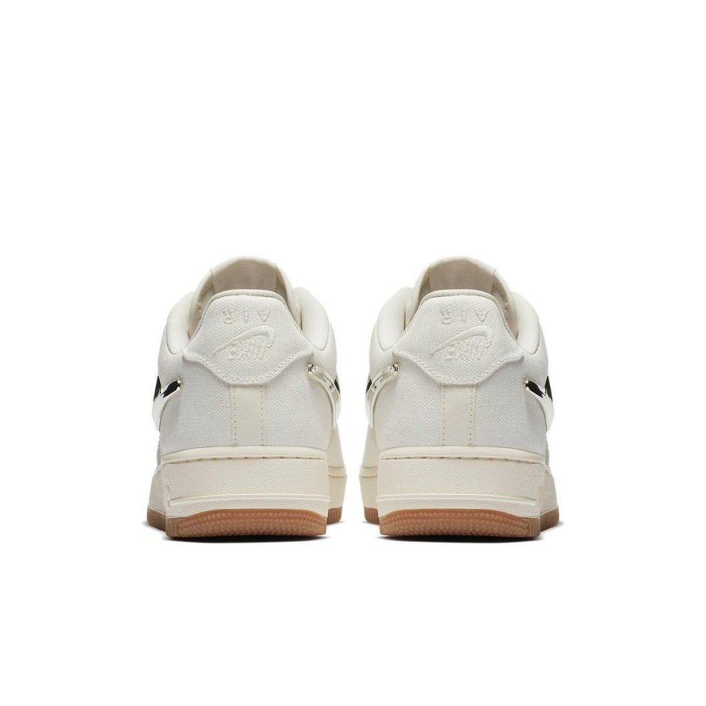 Nike Air Force 1 Low Travis Scott Sail, featuring unique back design and gum sole, stylish sneaker for casual wear.
