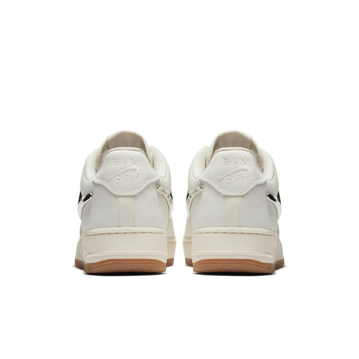 Nike Air Force 1 Low Travis Scott Sail, featuring unique back design and gum sole, stylish sneaker for casual wear.