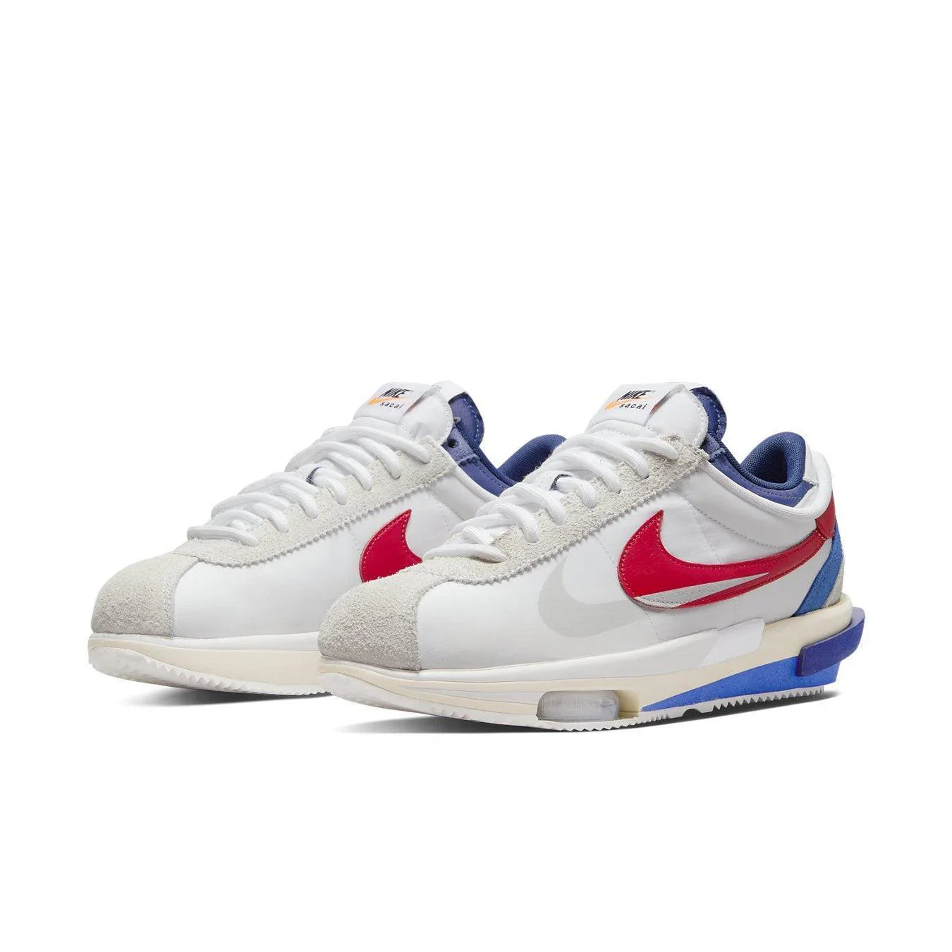 Nike Cortez 4.0 Sacai White University Red Blue - dropout