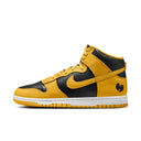 Nike Dunk High Wu-Tang (2024) in black and yellow leather, featuring iconic Wu-Tang logo.