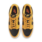 Nike Dunk Low Championship Goldenrod 2021 sneakers in black and yellow colorway, featuring classic design and modern updates.