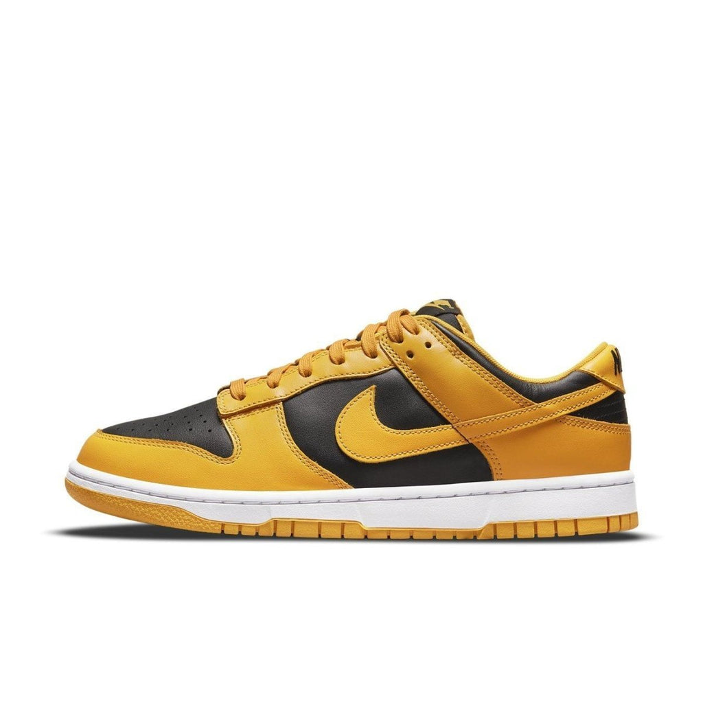 Nike Dunk Low Championship Goldenrod (2021) in black and golden colorway, showcasing retro athletic style and modern design.