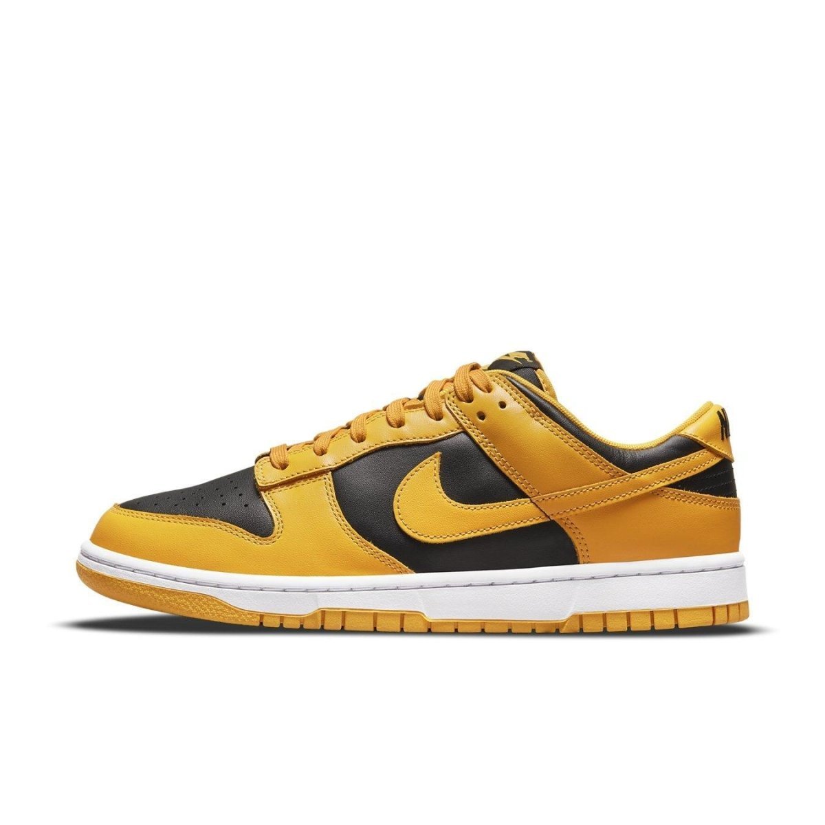 Nike Dunk Low Championship Goldenrod (2021) in black and golden colorway, showcasing retro athletic style and modern design.