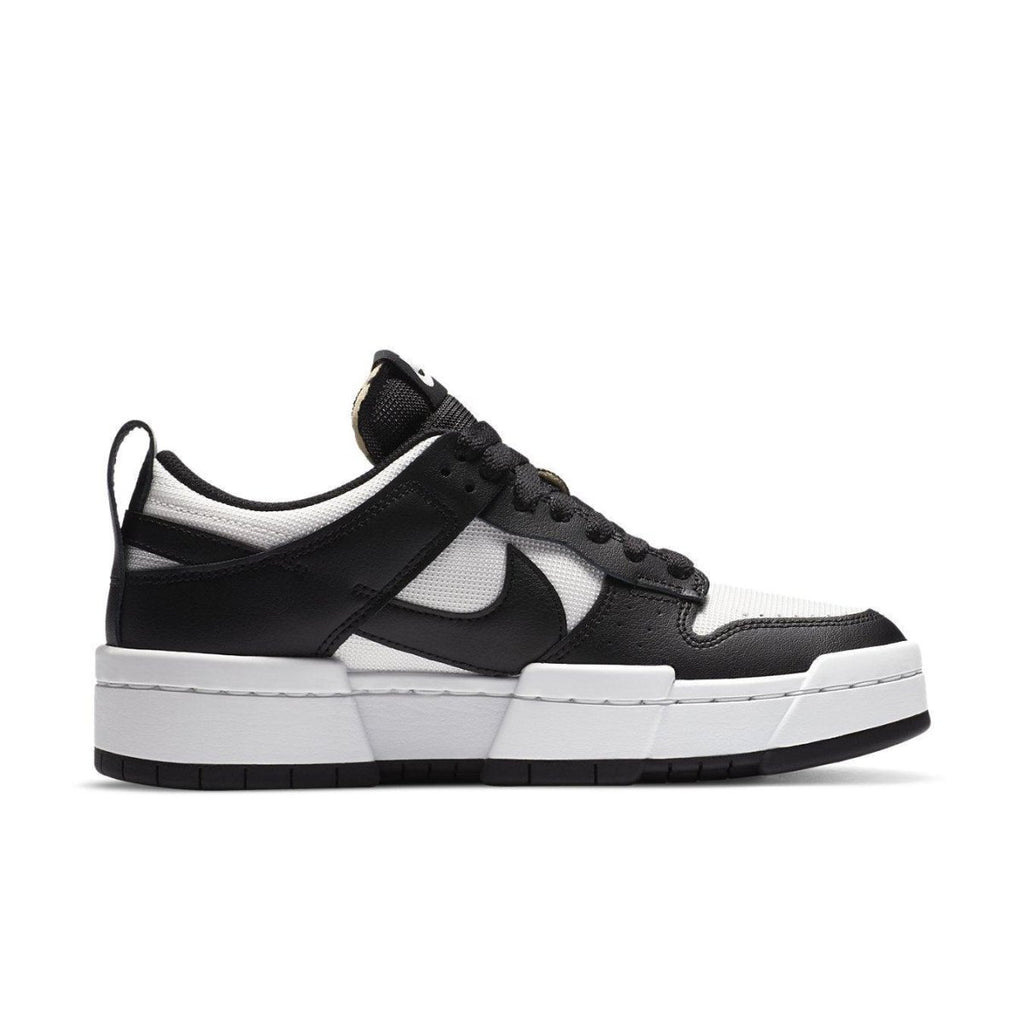 Nike Dunk Low Disrupt Black White for women, featuring a modern platform design and bold silhouette.