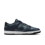 Nike Dunk Low Mineral Slate Armory Navy sneaker side view with dark blue and slate leather upper.