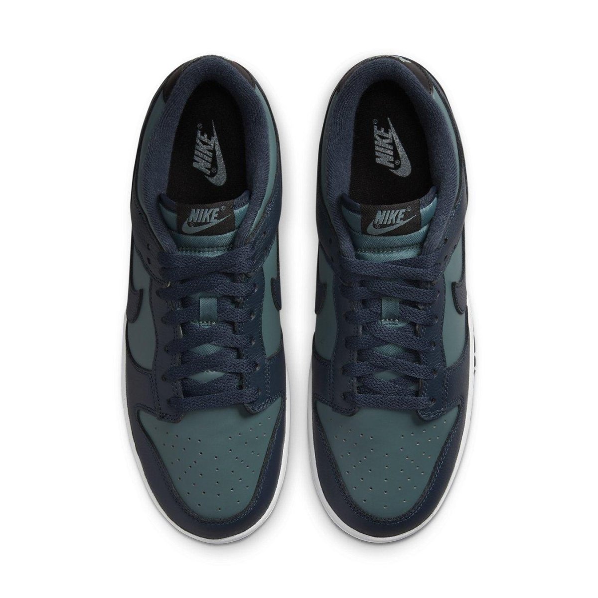 Nike Dunk Low Mineral Slate Armory Navy top view showcasing smooth leather and dark blue accents.