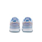 Nike Dunk Low Union Passport Pack Argon rear view, featuring light blue and peach accents.